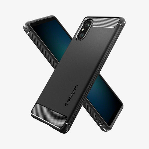 ACS02841 - Sony Xperia 1 III Case Rugged Armor in matte black showing the back